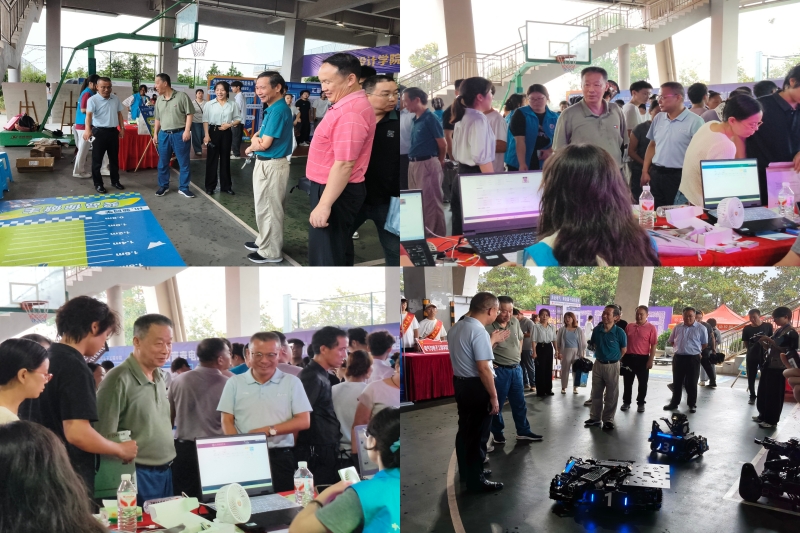 图为校领导在电气与电子工程学院迎新点了解工作情况拼图.jpg