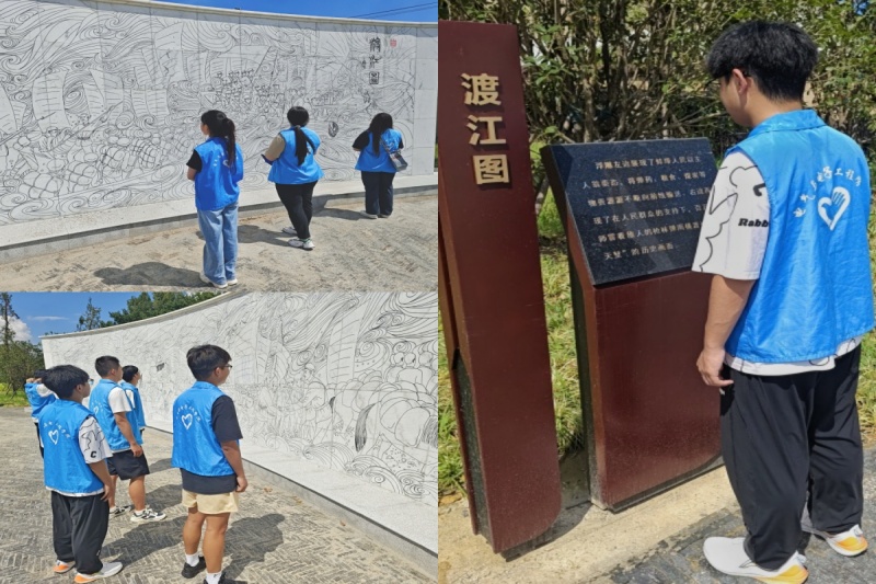 图为“常青树”实践团队成员观看渡江图.jpg